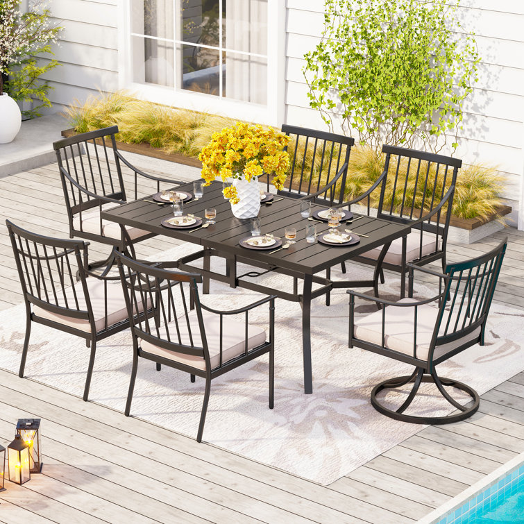 Brown metal deals patio dining table